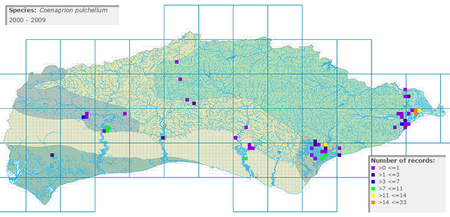 Coenagrion pulchellum distribution 2000 - 2009