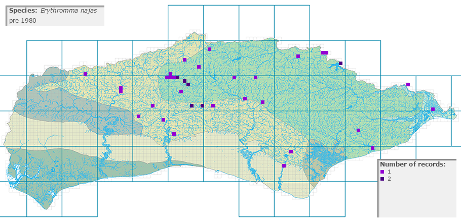 Erythromma najas distribution pre 1980