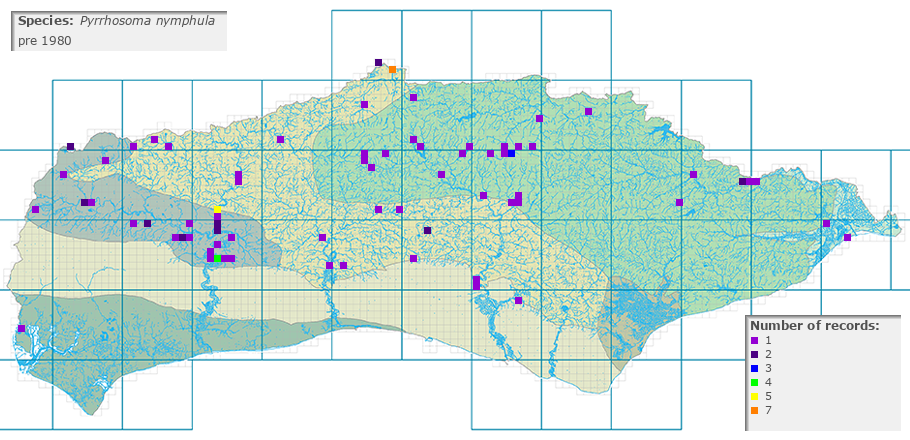 Pyrrhosoma nymphula distribution pre 1980