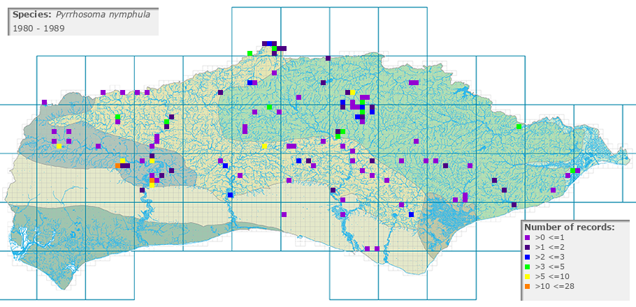 Pyrrhosoma nymphula distribution 1980 - 1989