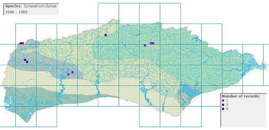 Sympetrum danae distribution 1980 - 1989
